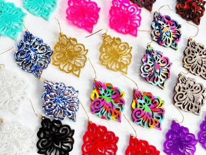 Damask Drop Earring - Gold Mirror Fall Statement Earring