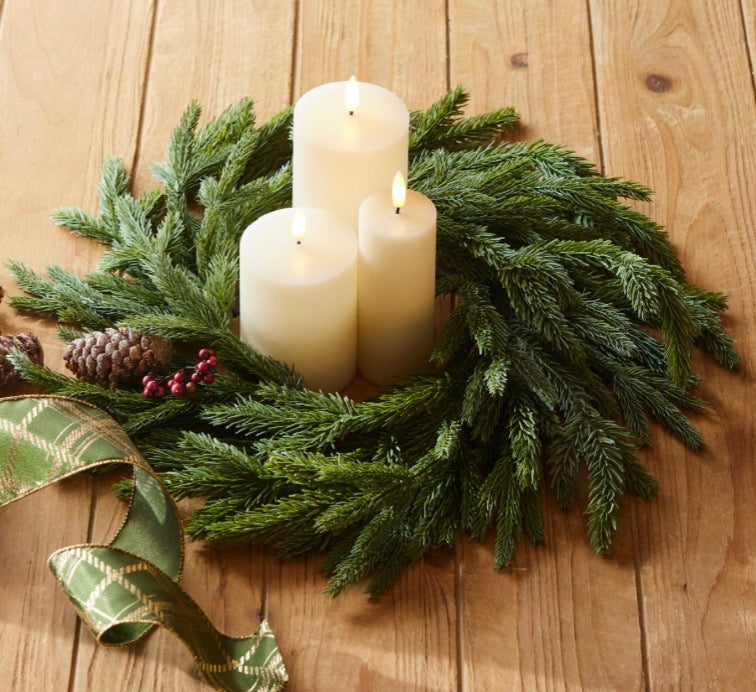SPRUCE CANDLE RING 17"D