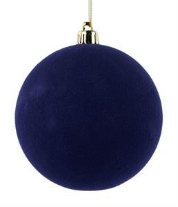 Navy smooth flocked ball ornament