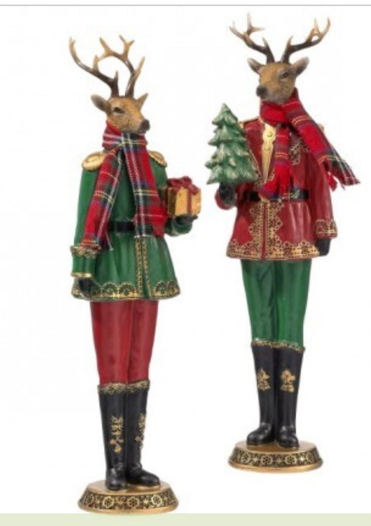 15.5" RESIN WINTER DEER W/SCARF