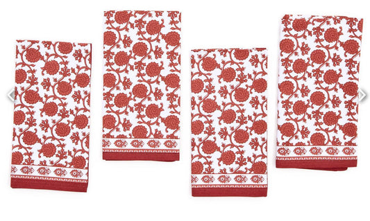 Botanica set of 4 block print design cloth napkins