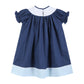 Dark Blue Nativity Smocked Bishop Dress
