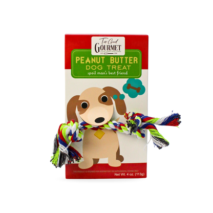 Dog Gift Set – Treats with Rope Toy: Peanut Butter or Cheese