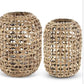 Natural water hyacinth grass lanterns with glass