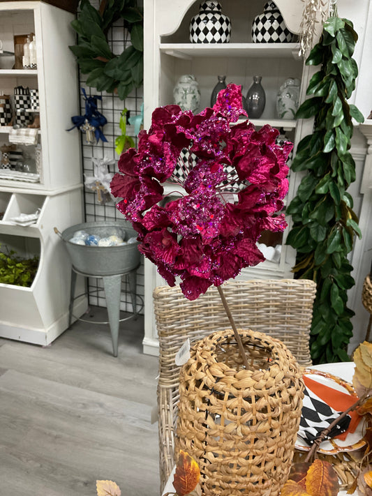 24" CRYSTAL ENCRUSTED HYDRANGEA STEM