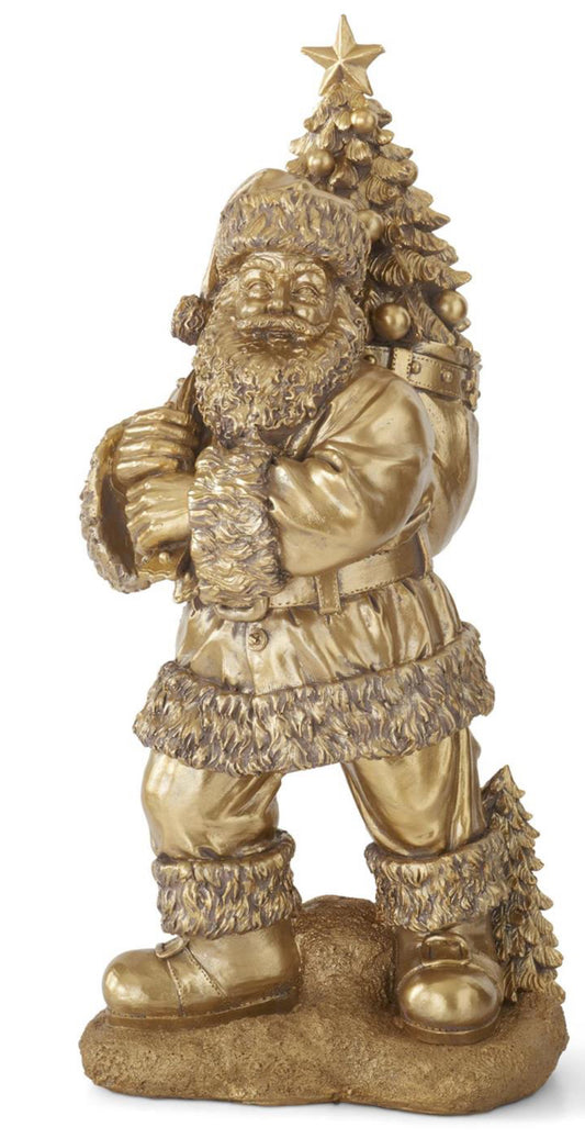 23 Inch Antique Gold Resin Santa