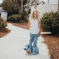 Kids Light Wash Denim Double Ruffle Jeans Pants