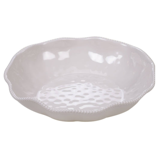 Perlette Cream Melamine Large Serving Bowl 13.75 x 2.75 in
