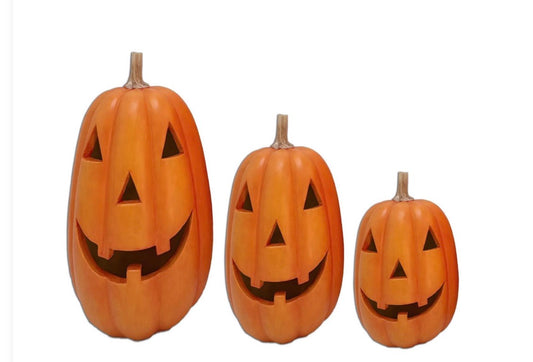 Orange Resin LED Jack-o-Lanterns