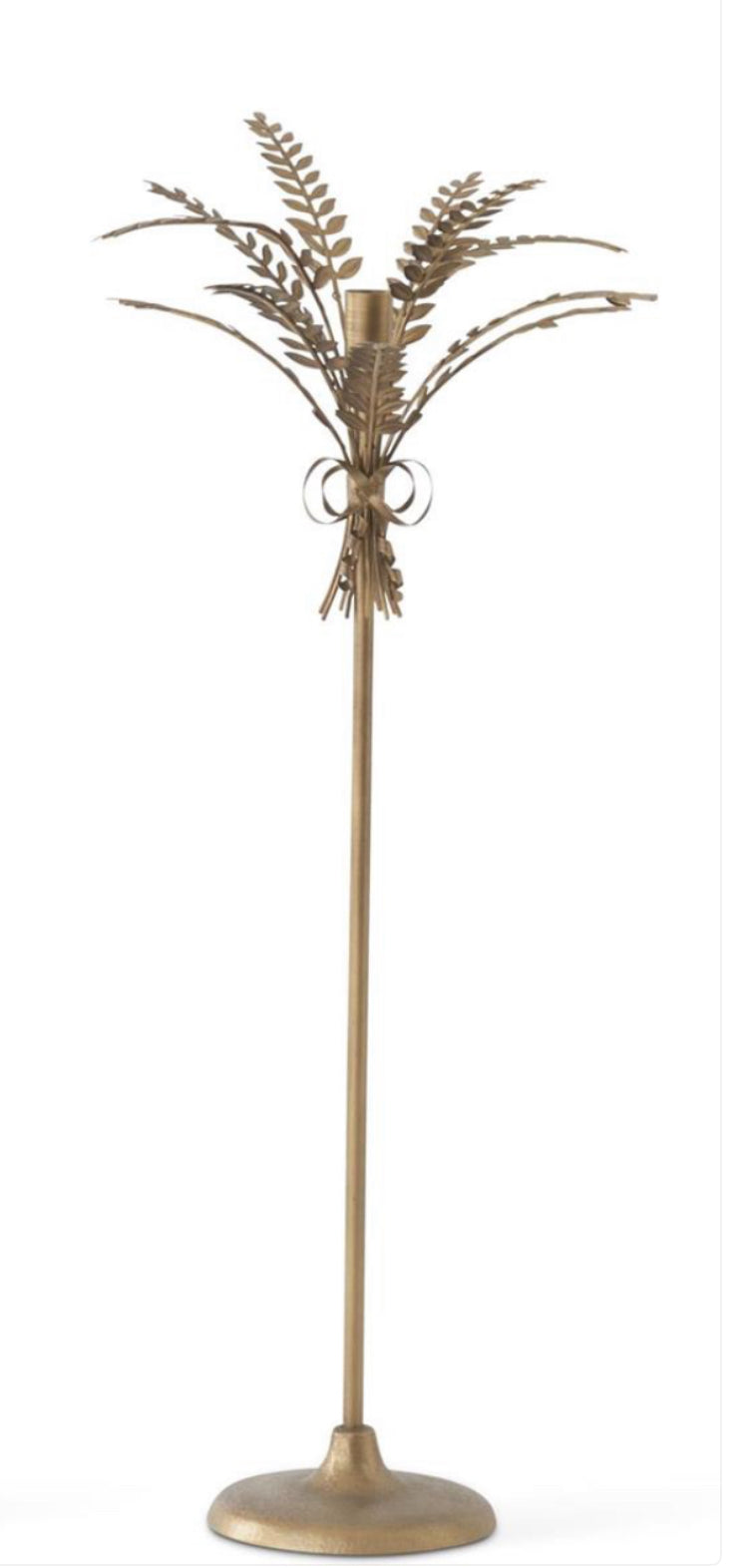 Antique Gold Metal Wheat Taper Candleholders