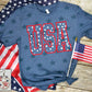 USA Stars Blue Graphic T-Shirt for Women