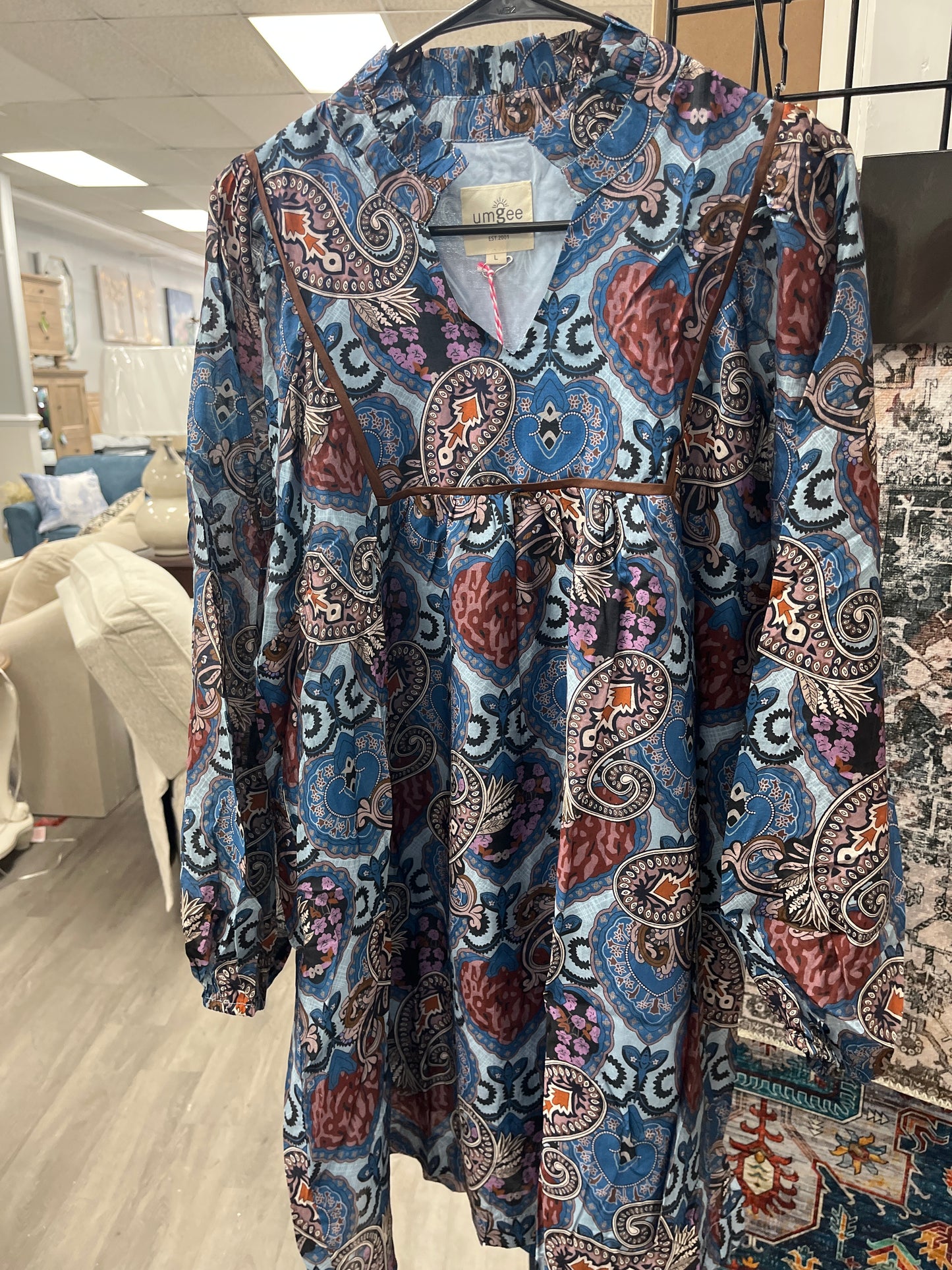 Blue abstract umgee print dress
