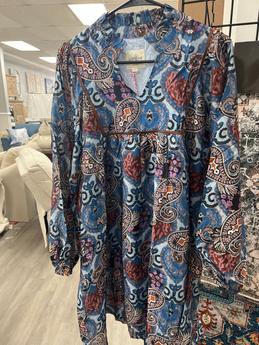 Blue abstract umgee print dress
