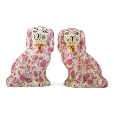 Staffordshire Dog Pink Florets-Pair