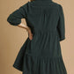 Tiered Corduroy Mini Dress with Balloon Sleeves