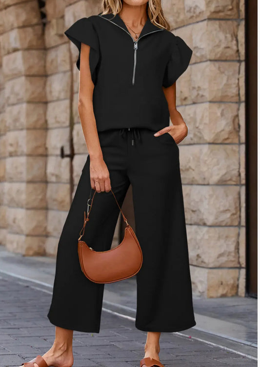 Textured ruffle top and bottom