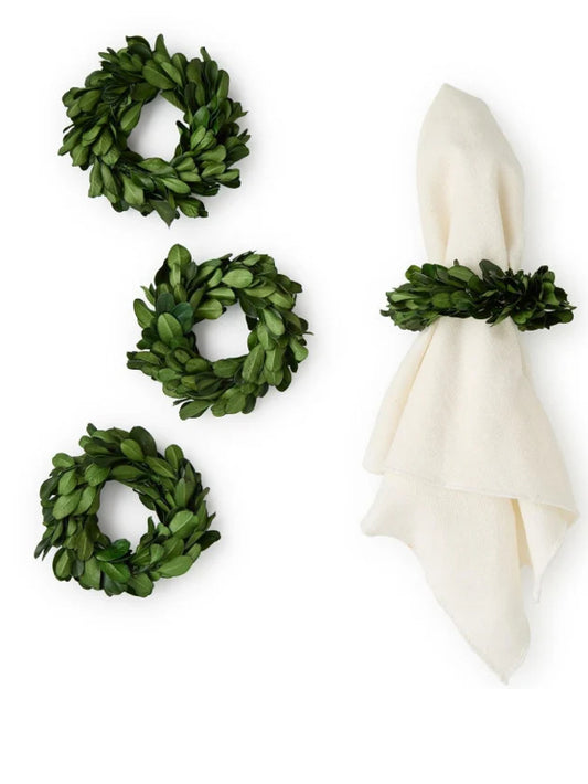 BOXWOOD WREATH NAPKIN RINGS SET OF 4