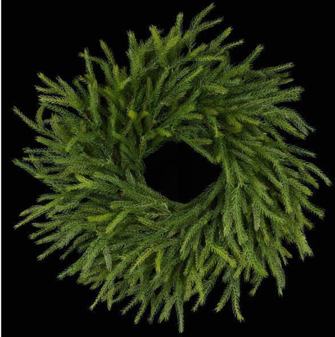 24"DIA SKINNY PINE WREATH WITH 51 TIPS / 2-TONE GREEN