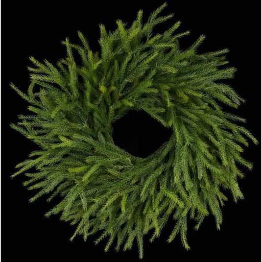 24"DIA SKINNY PINE WREATH WITH 51 TIPS / 2-TONE GREEN