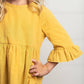 Kids Mustard Ruffle Long Sleeve Shirt With Buttons