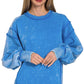 Acid Wash Exposed-seam Fleece Sweatshirt