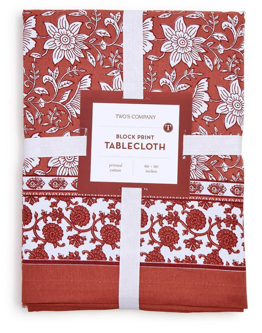 Botanica block print design tablecloth