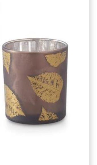 Brown mirrored interior votive w gold birch