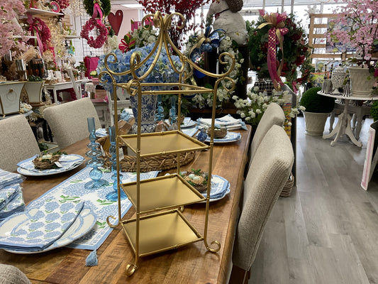 Metal Gold Bamboo Etagere Gold