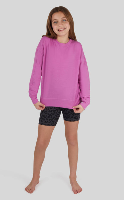 Girls Crew Sweatshirt, Basic Short, Fanny Bag - 3 PCS Set