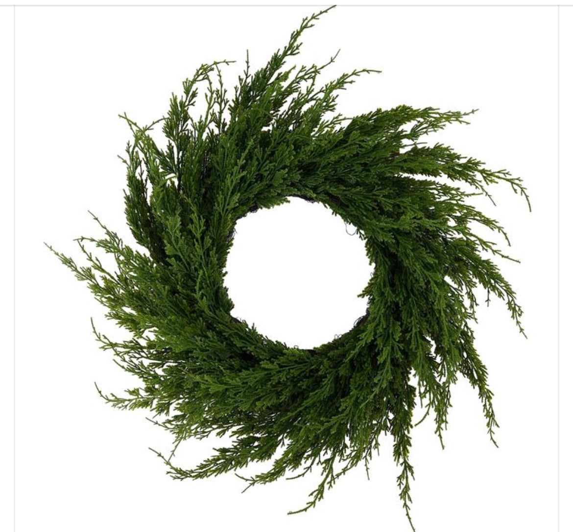 24"DIA ARBORVITAE WREATH in GREEN
