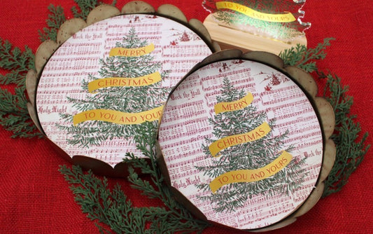 Trees on Music Scalloped Metal Trays