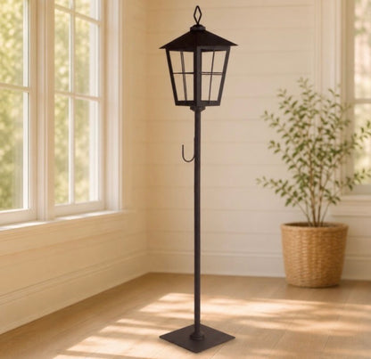 LANTERN WREATH HOLDER 43.25”H METAL/GLASS