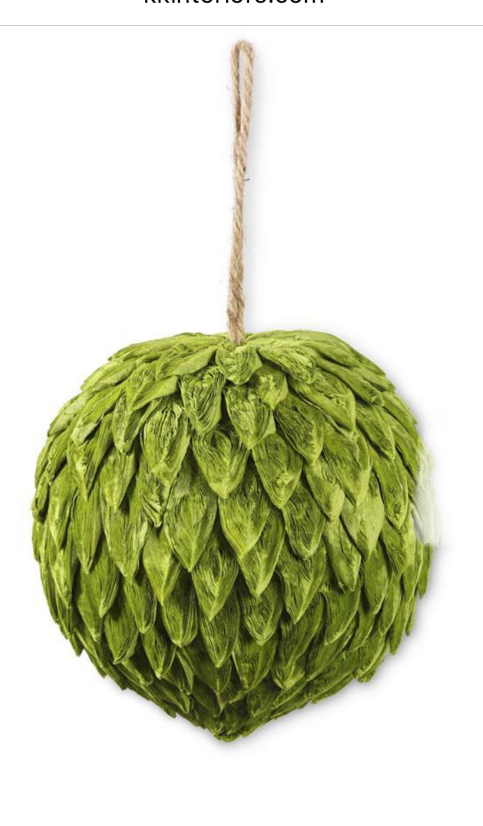 6 Inch Green Petal Leaf Ball Ornament