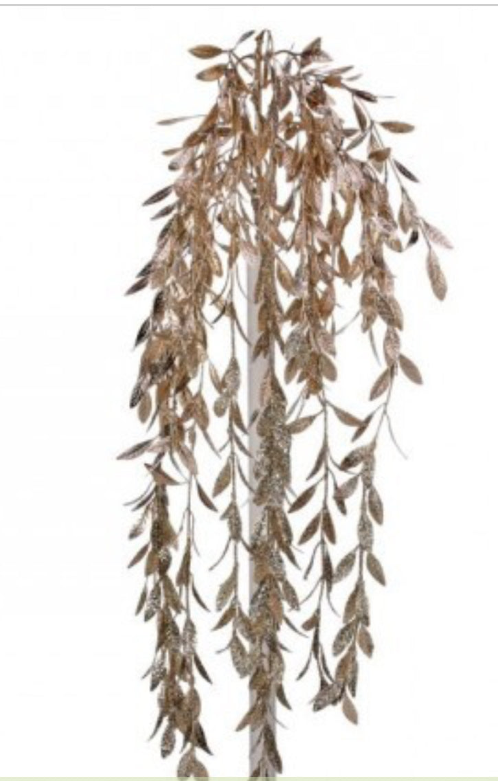 Glitter leaf hanging spray