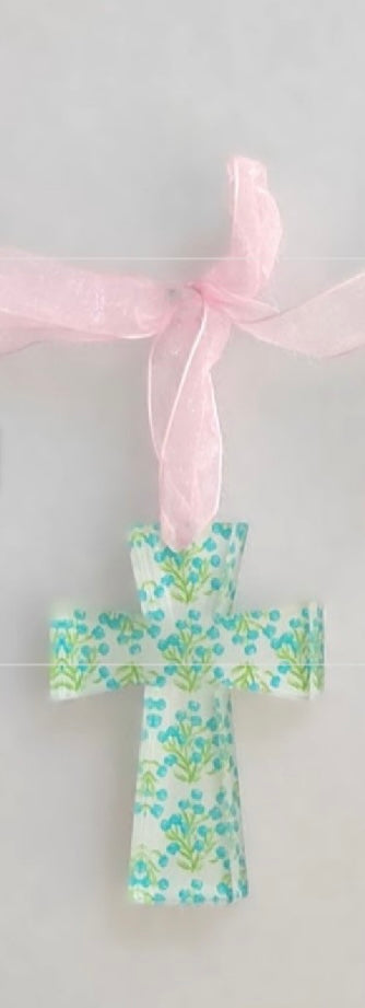 Floral Cutout Acrylic Cross Ornament