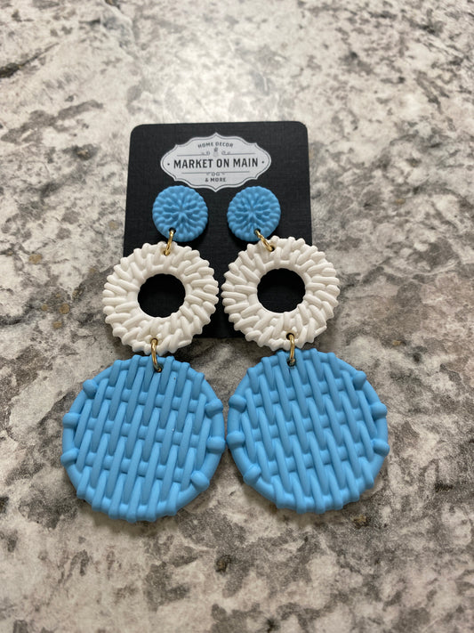 Carolina Blue White Dangle Earrings