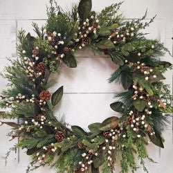 Magnolia and berry wreath