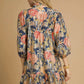 Navy Abstract Print Puff Sleeve Mini Dress