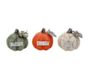 3 Assorted Autumn In The Air Worded Resin Pumpkins