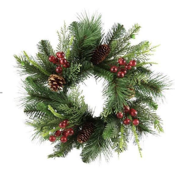 Pine/berry/pinecone wreath