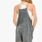 Two Pocket Mineral Wash Overall Romper / Onesieu