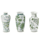Primrose and Lotus Hand-Painted Green and White Chinoiserie Vases