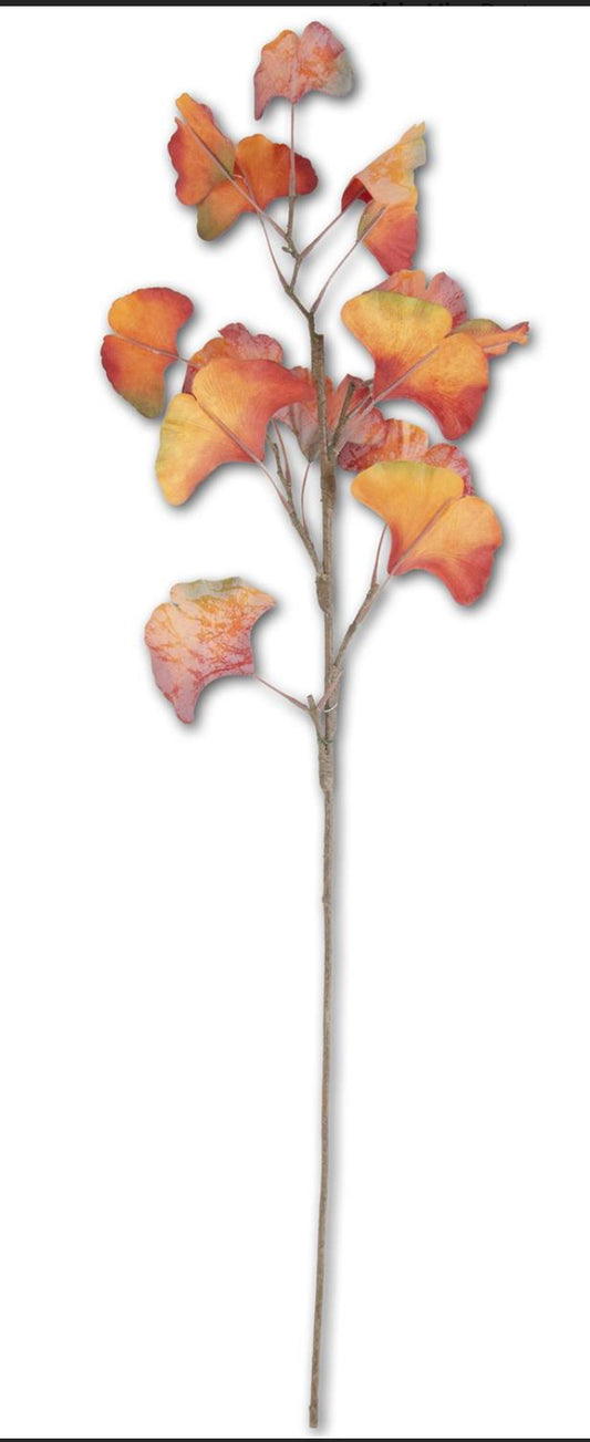 30 Inch Orange Two-Tone Gingko Stem