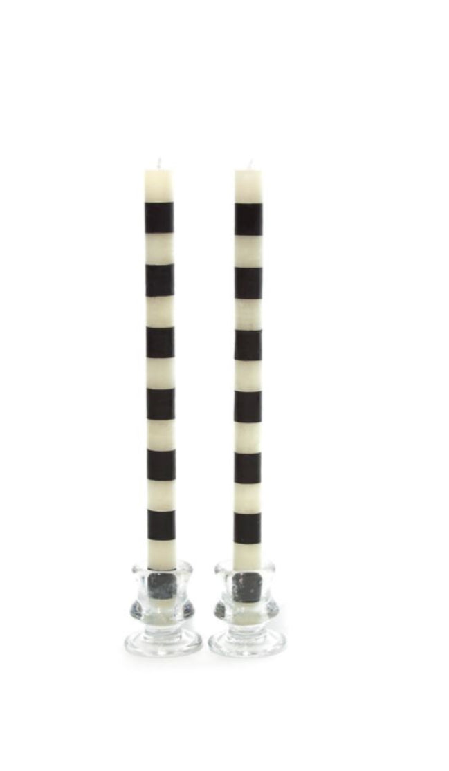 bands black dinner candles, set of 2