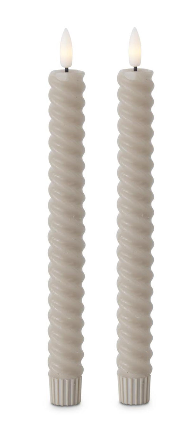 Set of 2 LED wide spiral candles