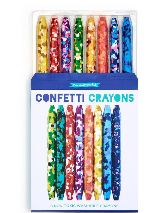 Happy Confetti Set of 8 Multicolor Crayons in Gift