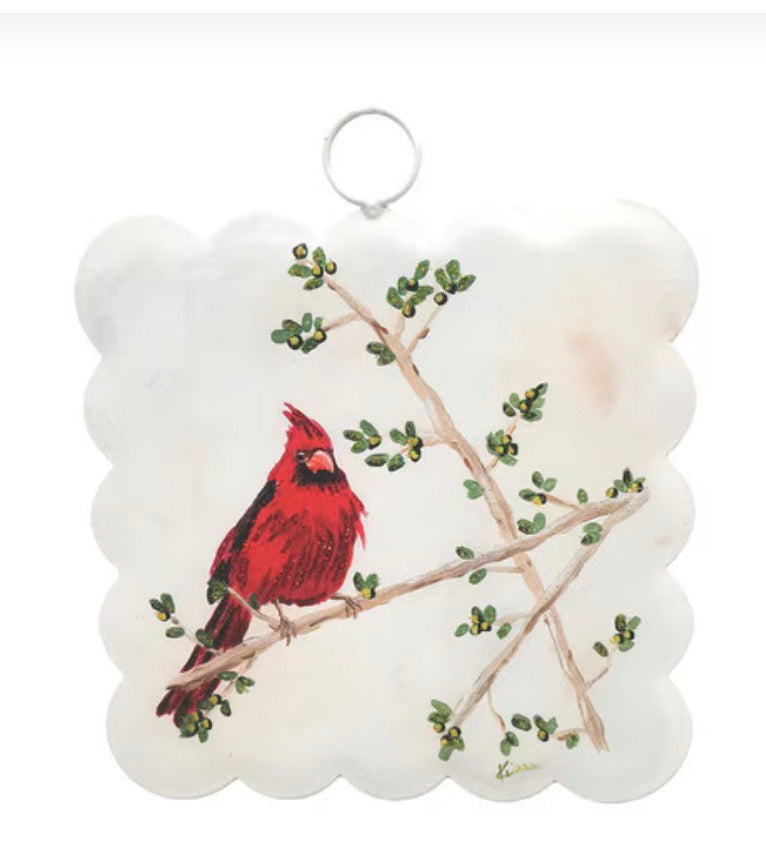 Mini Scallop Art Solitary Cardinal