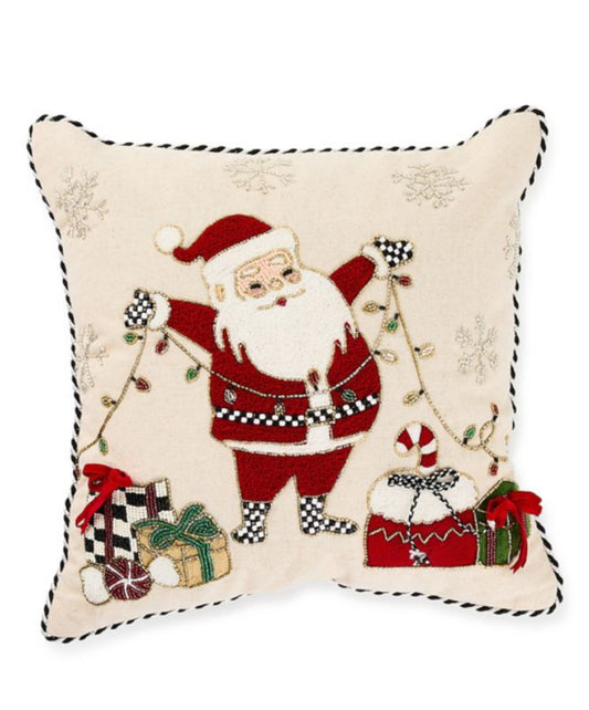 santa with tree lights throw pillow