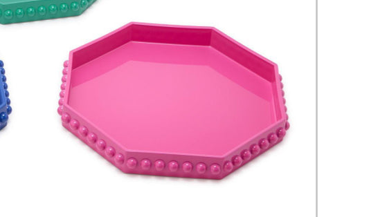 Octagonal Decorative Lacquered Tray with Hobnail Edge