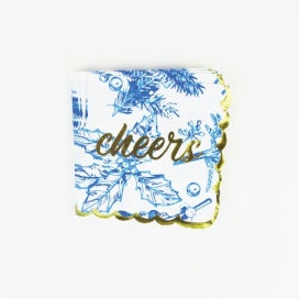 Blue floral paper beverage napkins